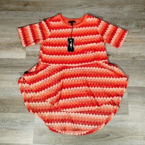 DG2 Diane Gilman Chevron Crochet Peplum Top M | Coral Orange Coastal Grandmother